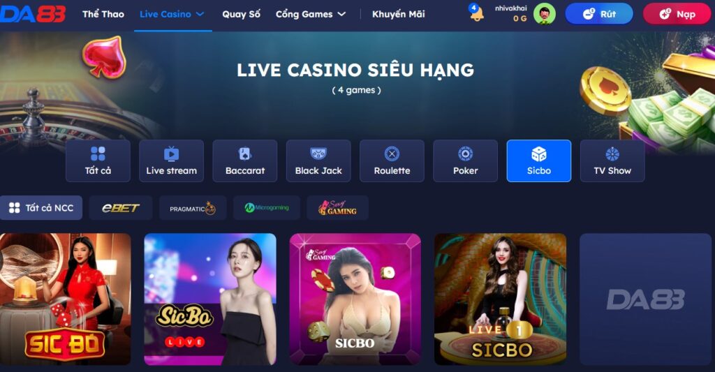 Live tài xỉu DA88 được 4 nhà cung cấp phát hành.